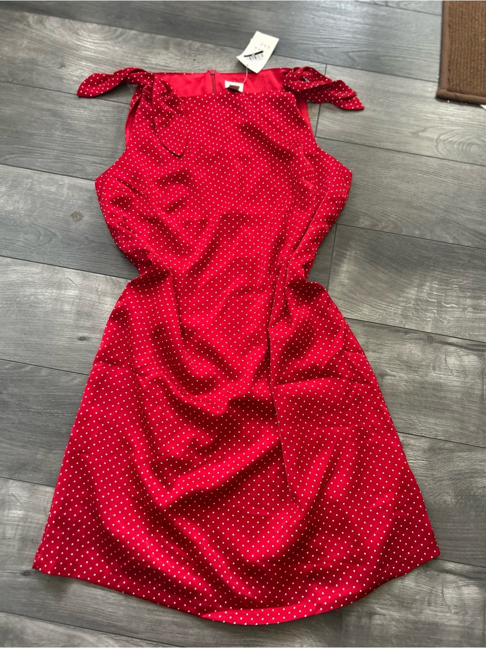 Red Polka Dot Tie-Shoulder Dress - Unbranded